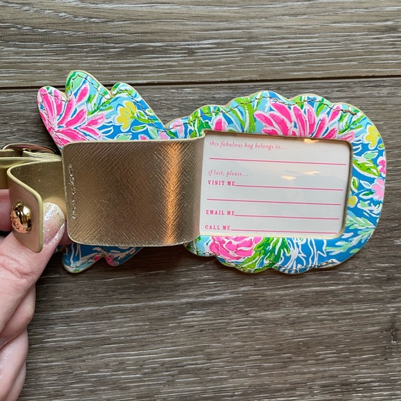 Lilly Pulitzer Pineapple Luggage Tag Vegan Leather Bunny Business Pattern - Picture 4 of 5